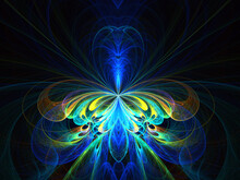 Beautiful Fractal Flower Or Butterfly With Glowing Elements.