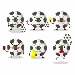 Canvas Print - Soccer ball cartoon character working as a Football referee