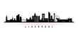 Liverpool skyline horizontal banner. Black and white silhouette of Liverpool, UK. Vector template for your design.