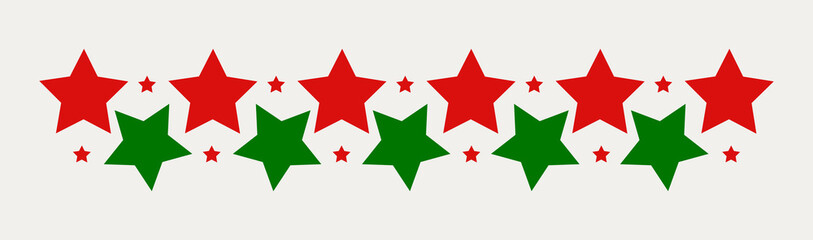 Wall Mural - red and green christmas stars border.