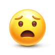 © fim.design - Frown emoji. Anguished emoticon with furrowed eyebrows 3D stylized vector icon