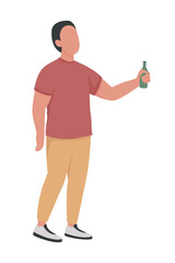 Wall Mural - Male with alcohol bottle semi flat color vector character. Standing figure. Full body person on white. Careless man at party isolated modern cartoon style illustration for graphic design and animation