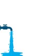 the faucet opens and the water flows to the floor or ground vector illustration design template