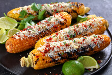 Elotes, Grilled Mexican Street Corn On A Plate