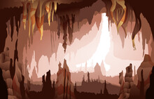 Stalactites Stalagmites Cave Interior View