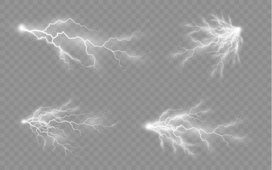 Wall Mural - set of zippers, thunderstorm and effect lightning.