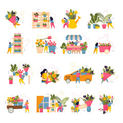 Wall Mural - Flower Shop Icons Set