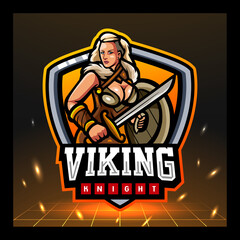 Wall Mural - Viking girls mascot. esport logo design