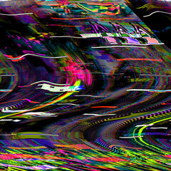 Wall Mural - tv glitch psychedelic noise background old vhs screen error digital pixel noise abstract design comp