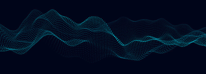 Fototapete - Abstract gradient wave of particles. Big data. Digital background. Futuristic vector illustration.