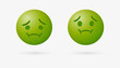 © icons gate - Nauseated face emoji with green face - sick emoticon - sickly face green with concerned eyes and puffed holding back vomit