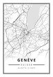 Street map art of Geneva city in Switzerland - Africa