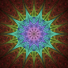Wall Mural - abstract fractal mandala, computer-generated illustration.