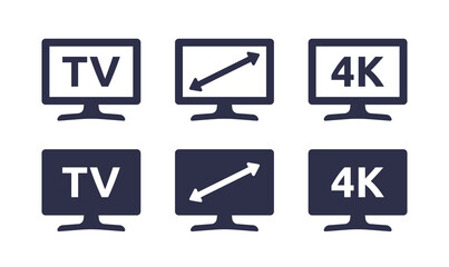 Aufkleber - 4K TV screen icon. Television icon vector illustration