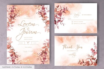 Sticker - Set of Rustic Bohemian Fall Autumn Wedding Invitation Template