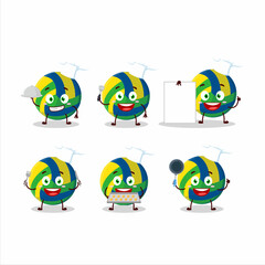 Poster - Cartoon character of volleyball with various chef emoticons