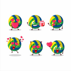 Sticker - Volleyball cartoon in character with love cute emoticon