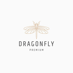 Wall Mural - Dragonfly line art logo icon design template flat vector illustration