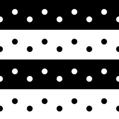 Poster - In one black and white lines with polka dots. Simple dots and opposite color background.