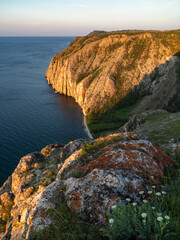 Wall Mural - Sagan-Zaba rock on Lake Baikal, view from the mountain