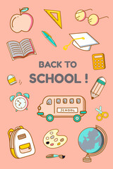 Canvas Print - Back to school stationery vector