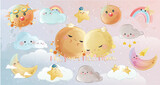 Fototapeta Dinusie - Cute Sky Objects Collections