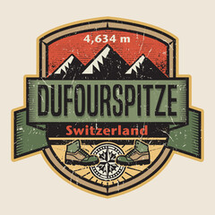 Poster - Emblem of the Dufourspitze is the highest peak of Monte Rosa