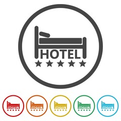 Sticker - Hotel Five stars ring icon isolated on white background