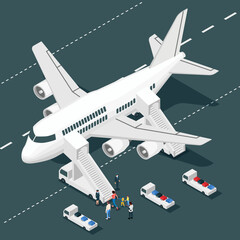 Canvas Print - Airplane Boarding Isometric Composition