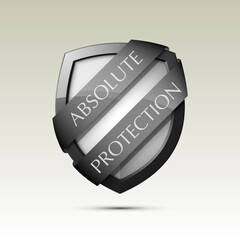 Wall Mural - Absolute Protection guard shield concept. Safety badge, Absolute protection icon. Privacy banner shield. Security label. Defense tag. Presentation sticker shield. Defense safeguard sign. badge