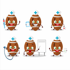 Canvas Print - Doctor profession emoticon with new rugby ball cartoon character