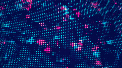 High tech abstract background glowing microdots as an computer process. Abstract technology background