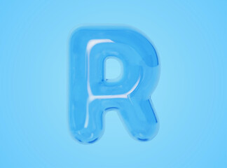 3d transparent R letter balloon