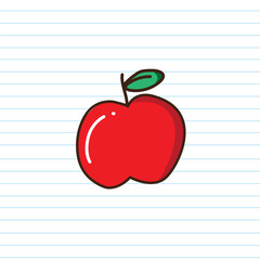 Sticker - Fresh red educational apple vector