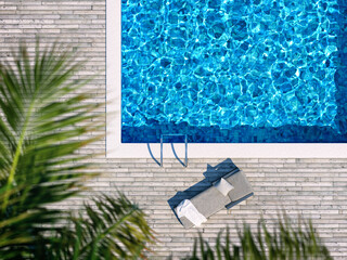 Sticker - Swimming pool with wooden deck and chaise lounge