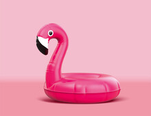 3d Pink Flamingo Swimming Ring
