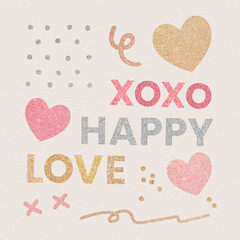 Poster - Glitter love theme sticker set vector