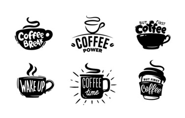 Wall Mural - Set of coffee quotes graphics, logos, labels and badges.