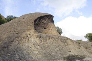 Poster - Hollowed out boulder, tafoni, tafone limestone rock formation at Natural park of Ardales