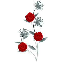 Wall Mural - Abstract bouquet of roses on a white background.