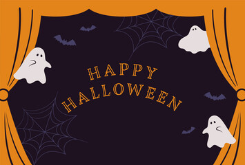 Wall Mural - vector background with halloween illustrations for banners, cards, flyers, social media wallpapers, etc.