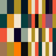 Fototapete - Modern vector abstract  geometric seamless pattern with rectangles and squares  in retro  style. Pastel colored simple shapes graphic background. Abstract mosaic artwork.