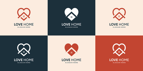 Wall Mural - House logo collection with creative love concept Premium Vector