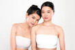 © kitthanes  - Two Beautiful young asian woman with clean fresh skin on white background, Face care, Facial treatment, Cosmetology, beauty and spa, Asian women portrait.