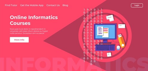 Online informatics courses lessons, landing page
