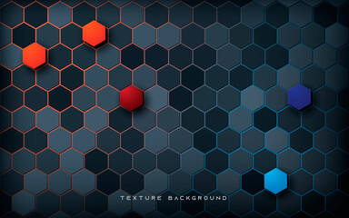 Wall Mural - abstract hexagon texture background blue and orange color