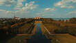 Schweriner Schlossgarten Drohnenperspektive, im Hintergrund das Schweriner Schloss
