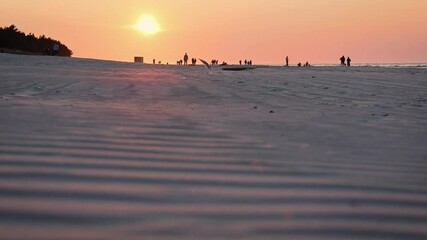 Sticker - Romantic sunset over beach in Debki village within Puck County on the Baltic Sea coast in Pomerania region of Poland