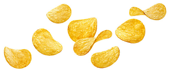 Canvas Print - Natural potato chips isolated on white background