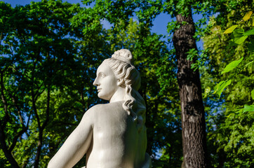 An ancient marble sculpture in the park.